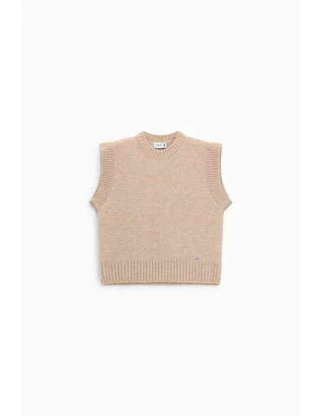 Sleeveless Jumper with Ribbed Trim, Please
