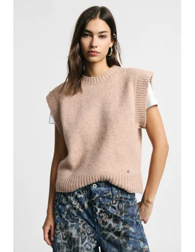 Maglione Senza Maniche Con Profili A Costine Please