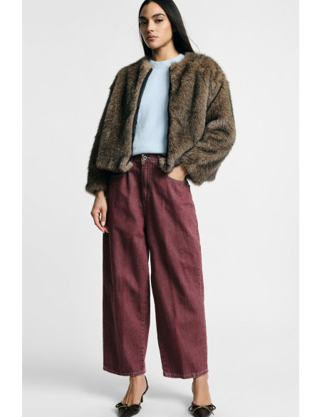 Cropped Wide-Leg Fit Five-Pocket Jeans Please