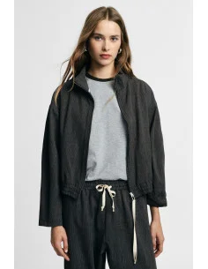 Sweat-shirt court zippé avec bas élastiqué Please