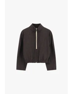 Cropped Sweatshirt With Zip And Elasticated Hem Please 2