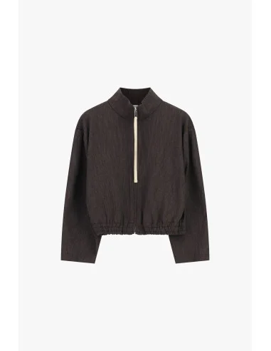 Cropped Sweatshirt With Zip And Elasticated Hem Please