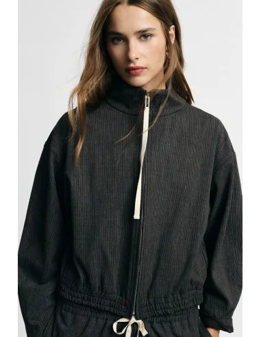 Felpa Corta Con Zip E Fondo Elasticizzato Please