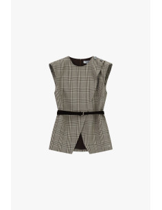 Gilet A Quadri Con Cintura E Spacco Frontale Please 2
