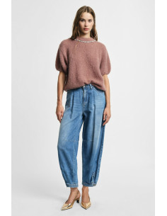 Balloon Jeans with Pleats and Adjustable Hem Please