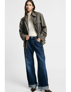 Jean ample taille haute à revers Please