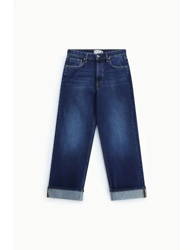 Jean ample taille haute à revers Please