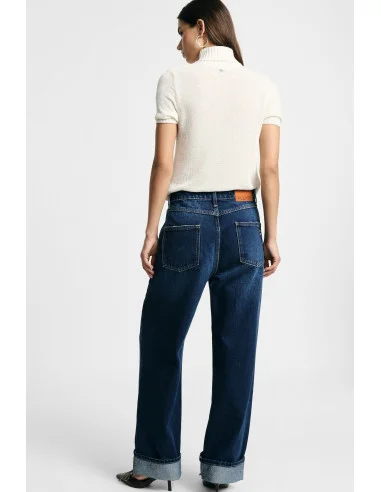 Jean ample taille haute à revers Please