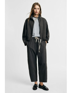 Pantalon palazzo à taille élastiquée et cordon de serrage Please - ...