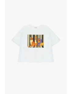 T-Shirt Girocollo Con Stampa Illustrata Frontale Please 2