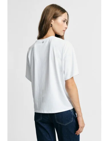 Crew-Neck T-Shirt with Front Graphic Print Please