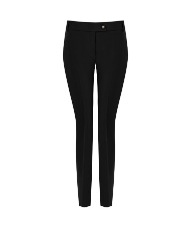 Straight-Leg Technical Fabric Trousers with Logo Button Rinascimento