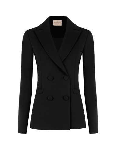 Fitted Scuba Crepe Blazer Jacket with Matching Buttons by Rinascime...
