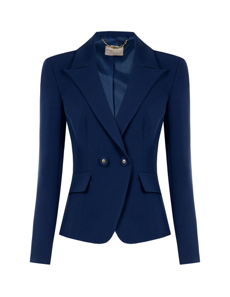 Short, Fitted Blazer Jacket in Rinascimento Technical Fabric - Vest...