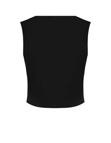 Cropped Technical Fabric Vest With Logo Buttons Rinascimento