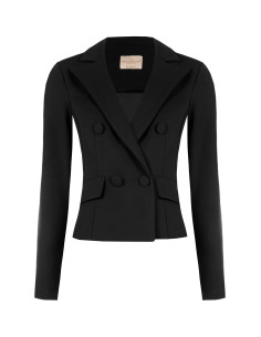 Veste blazer courte cintrée à double boutonnage en crêpe scuba avec boutons assortis « Rinascimento » 2