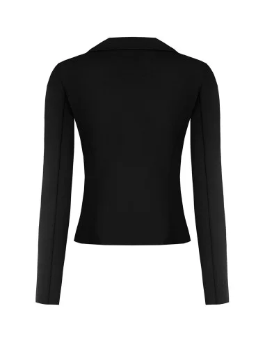Veste blazer courte cintrée croisée en crêpe scuba avec boutons assortis Rinascimento