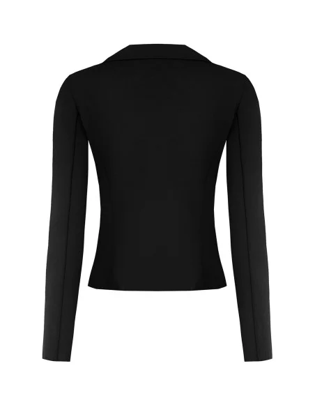 Veste blazer courte cintrée croisée en crêpe scuba avec boutons assortis Rinascimento