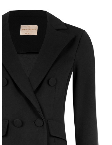 Veste blazer courte cintrée à double boutonnage en crêpe scuba avec...