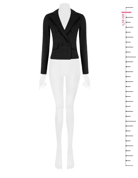 Giacca Blazer Corta Sfiancata Doppio Petto In Scuba Crepe Con Bottoni Coordinati Rinascimento