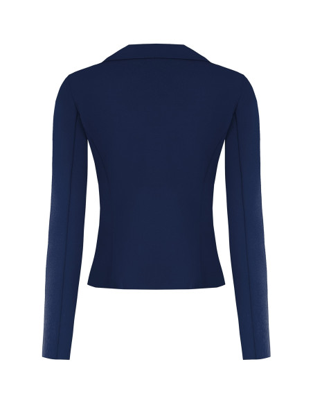 Cropped Fitted Double-Breasted Blazer Jacket in Scuba Crepe with Matching Buttons Rinascimento