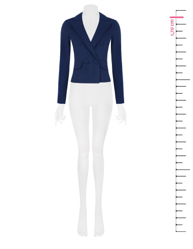 Giacca Blazer Corta Sfiancata Doppio Petto In Scuba Crepe Con Bottoni Coordinati Rinascimento