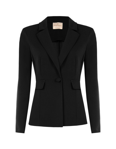 Fitted Scuba Crepe Blazer Jacket with Matching Button by Rinascimen...
