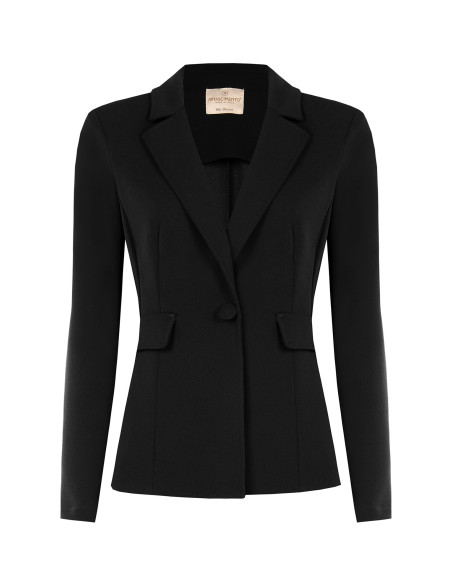 Fitted Scuba Crepe Blazer Jacket with Matching Button by Rinascimen...