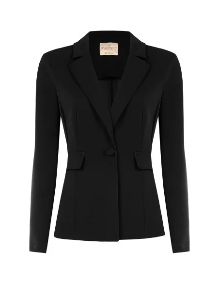 Veste blazer cintrée en crêpe scuba avec bouton assorti Rinascimento