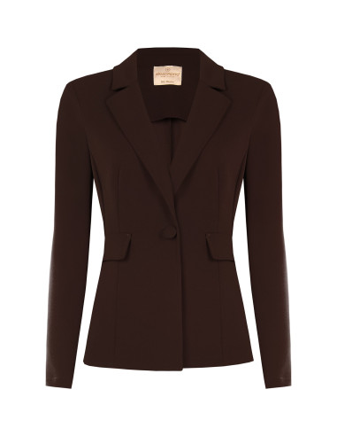 Fitted Scuba Crepe Blazer Jacket with Matching Button by Rinascimen...