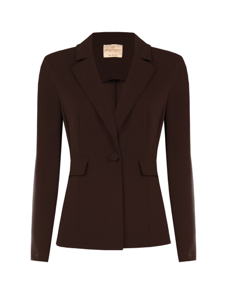 Fitted Scuba Crepe Blazer Jacket with Matching Button by Rinascimen...