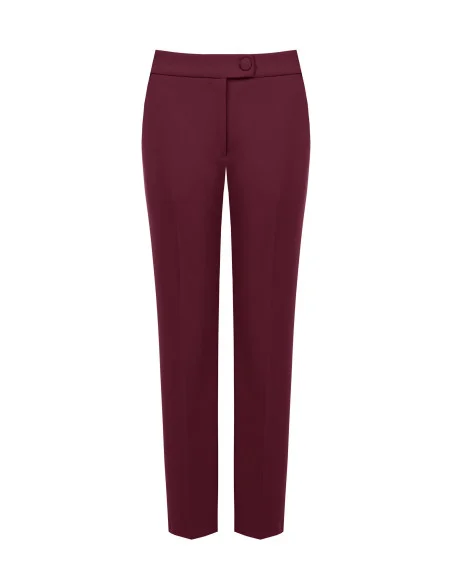 Cigarette Trousers in Scuba Crepe with Matching Button Rinascimento