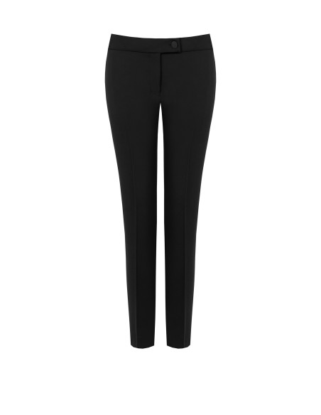 Pantaloni A Sigaretta In Tessuto Cadi Con Bottone Metallico Tono Su Tono Rinascimento