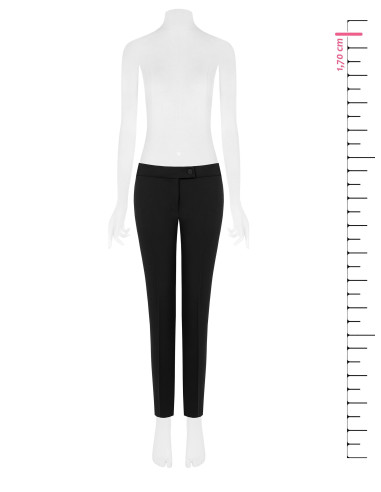 Pantalon cigarette en tissu Cadi avec bouton métallique ton sur ton...