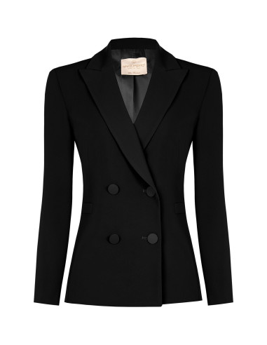 Ciacca Balzer, Flared Cadi Fabric Jacket with Tone-on-Tone Metal Bu...