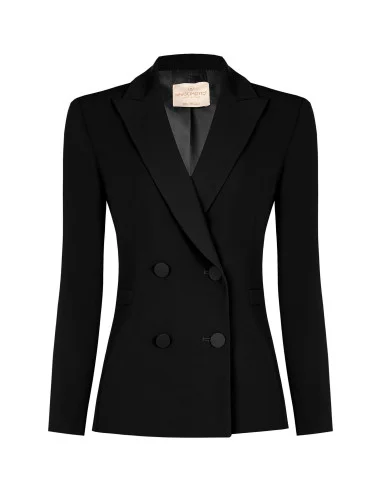 Veste blazer cintrée en tissu cady avec boutons métalliques ton sur ton Rinascimento