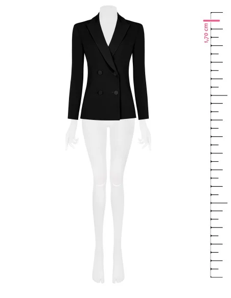 Veste blazer cintrée en tissu cady avec boutons métalliques ton sur ton Rinascimento
