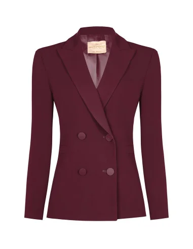 Fitted Cady Fabric Blazer with Tone-on-Tone Metal Buttons Rinascimento