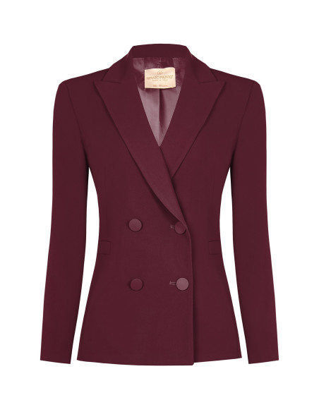 Fitted Cady Fabric Blazer with Tone-on-Tone Metal Buttons Rinascimento