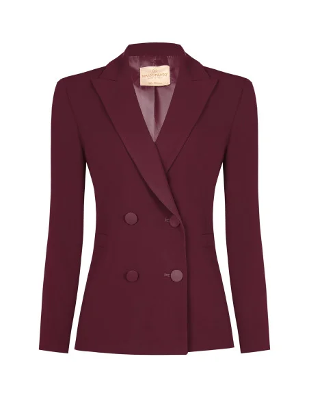 Fitted Cady Fabric Blazer with Tone-on-Tone Metal Buttons Rinascimento