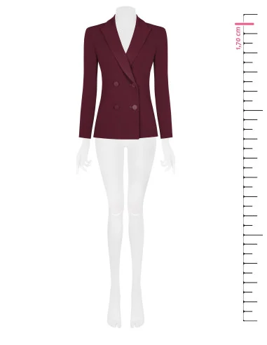 Fitted Cady Fabric Blazer with Tone-on-Tone Metal Buttons Rinascimento