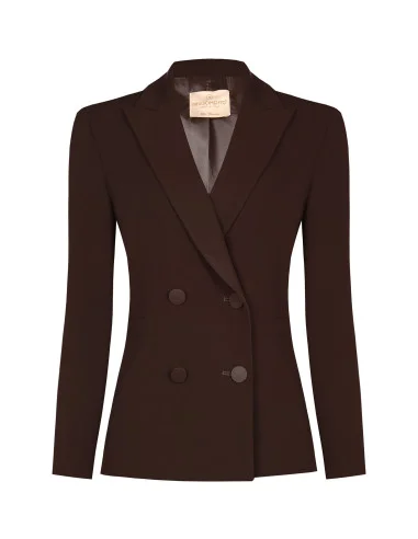 Veste blazer cintrée en tissu cady avec boutons métalliques ton sur ton Rinascimento