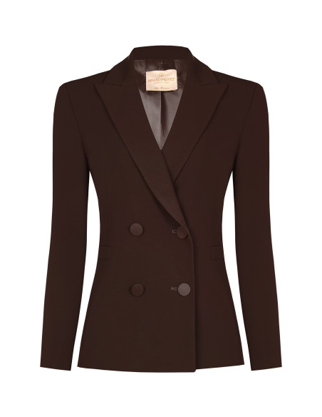 Fitted Cady Fabric Blazer with Tone-on-Tone Metal Buttons Rinascimento