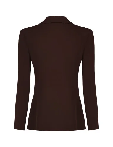 Fitted Cady Fabric Blazer with Tone-on-Tone Metal Buttons Rinascimento
