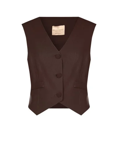 Cady Fabric Vest With Matching-Tone Metal Buttons Rinascimento