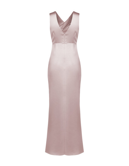 Robe longue en satin structuré, à coupe croisée, avec double encolu...