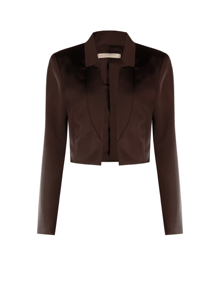 Rinascimento Open-Front Cropped Satin Spencer Jacket Without Lapels...