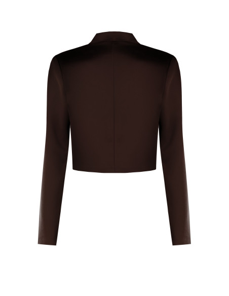 Rinascimento Open-Front Cropped Satin Spencer Jacket Without Lapels...