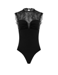 Rinascimento Form-Fitting Jersey Bodysuit with Chantilly Lace Insert 2