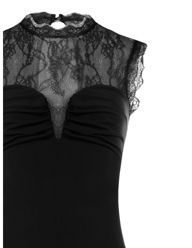 Body Aderente In Maglina Con Inserto In Pizzo Chantilly Rinascimento